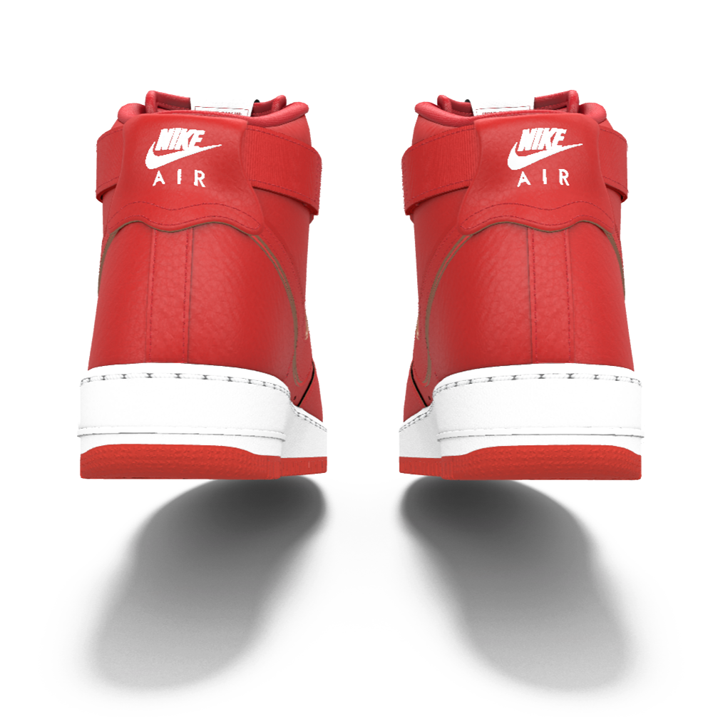 $250 NIB NEW Mens Nike Air Force 1 Red & White Custom Leather High Top BB Shoes