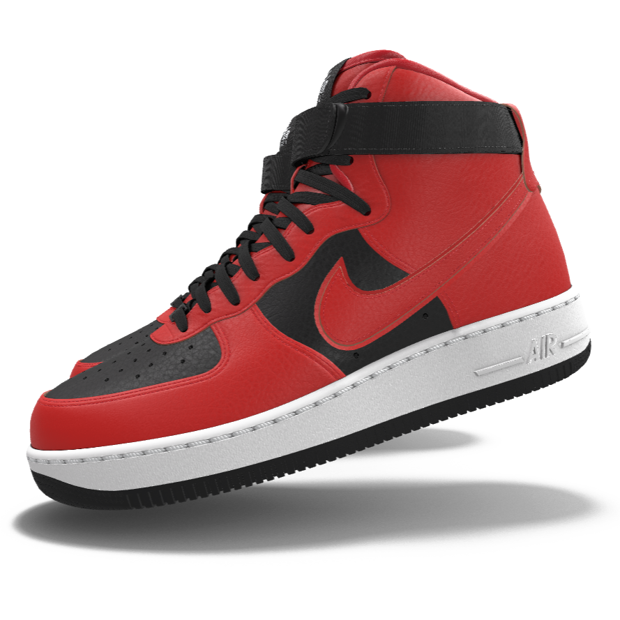 $250 NIB NEW Mens Nike Air Force 1 High Custom Red & Black Leather BB Shoes