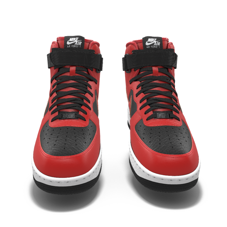 $250 NIB NEW Mens Nike Air Force 1 High Custom Red & Black Leather BB Shoes