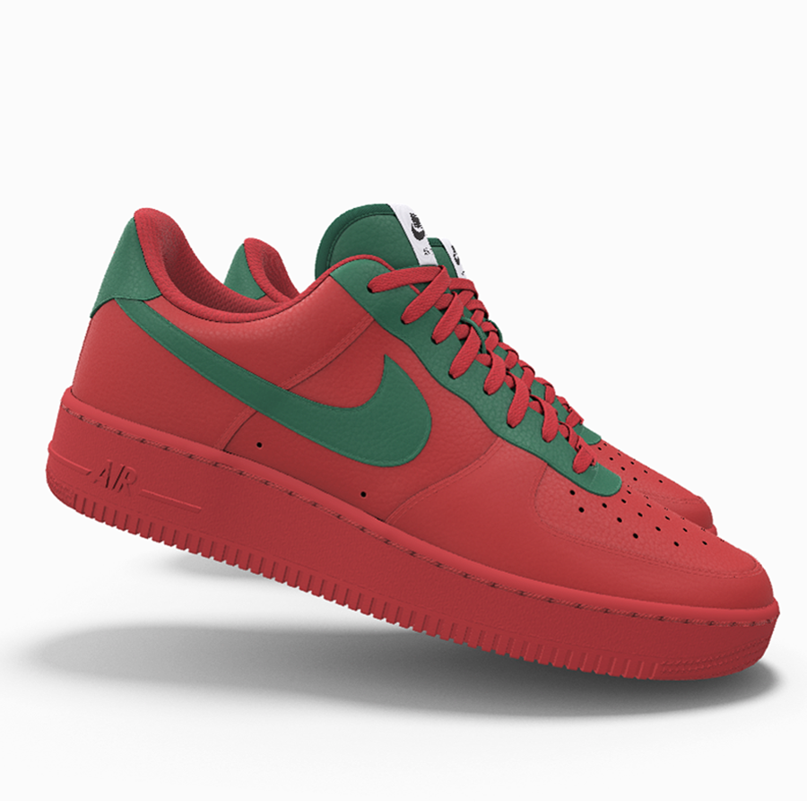 $195 NIB NEW Mens NIKE Air Force 1 Low Christmas Red Leather Custom BB Shoes