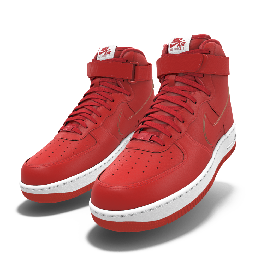 $250 NIB NEW Mens Nike Air Force 1 Red & White Custom Leather High Top BB Shoes