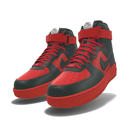 $250 NIB NEW Mens Nike Air Force 1 High Premium Red & Green Custom Leather Shoes
