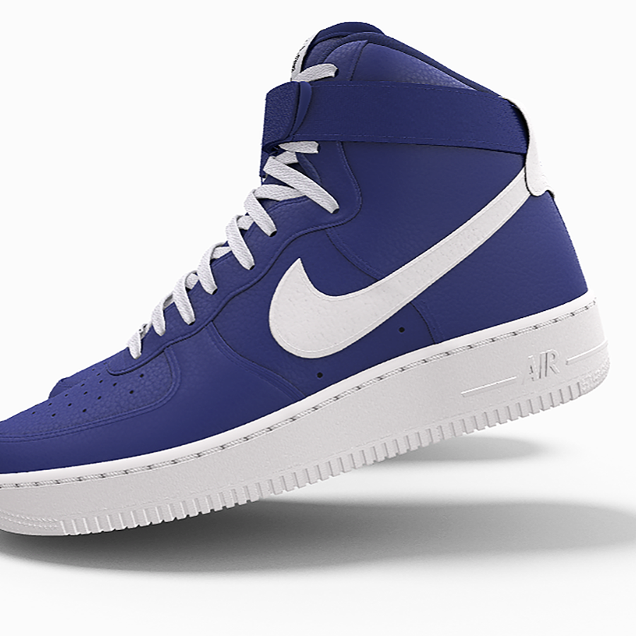 $250 NIB NEW Mens Nike Air Force 1 Royal Blue Leather Custom High Top BB Shoes