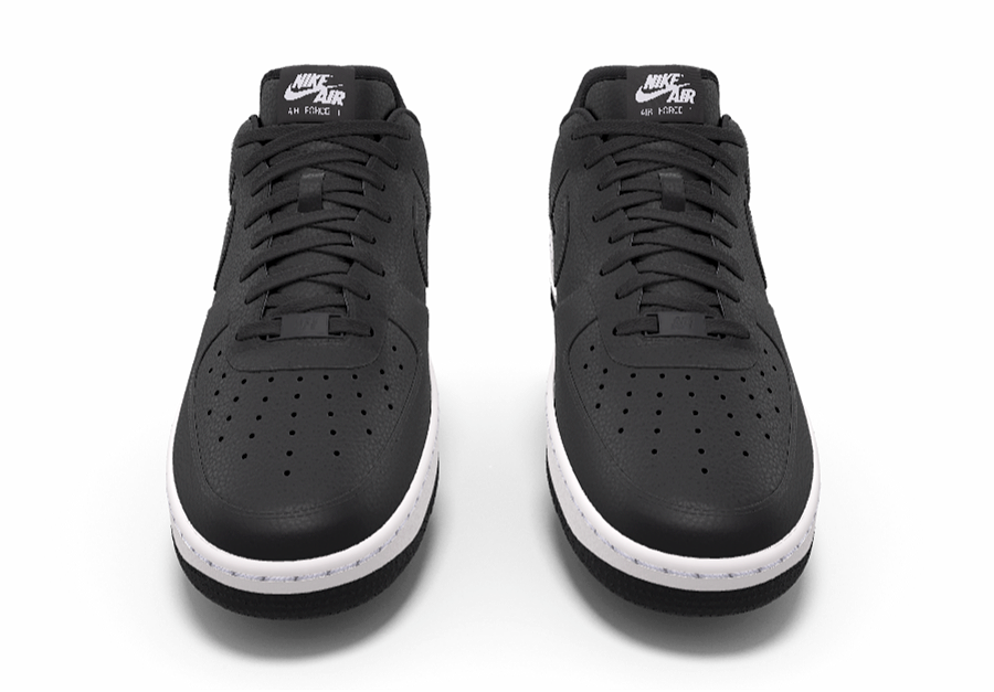 $195 NIB NEW Mens Nike Air Force 1 Black Leather Custom Low Top Athletic Shoes