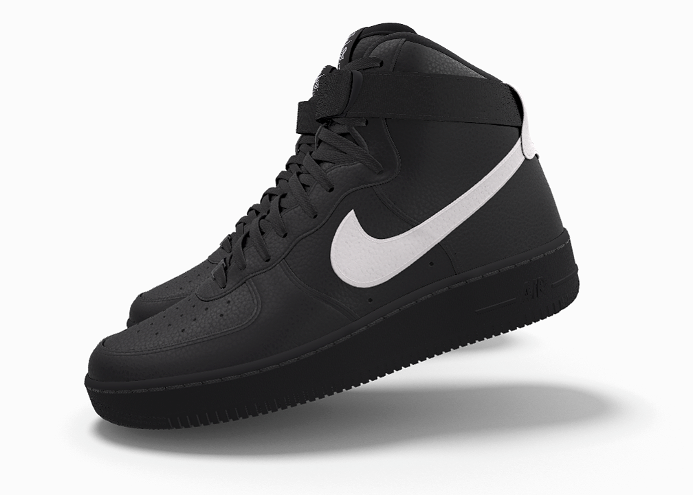 $250 NIB NEW Mens Nike Air Force 1 Custom Black Leather High Top BB Shoes