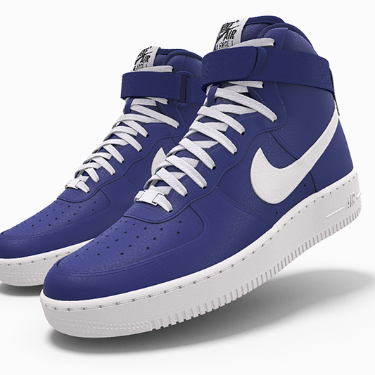 $250 NIB NEW Mens Nike Air Force 1 Royal Blue Leather Custom High Top BB Shoes
