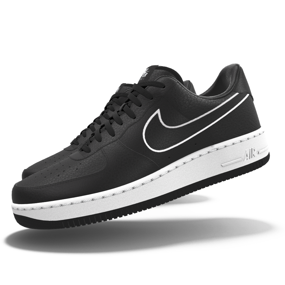 $195 NIB NEW Mens Nike Air Force 1 Black White Leather Custom Low Athletic Shoes