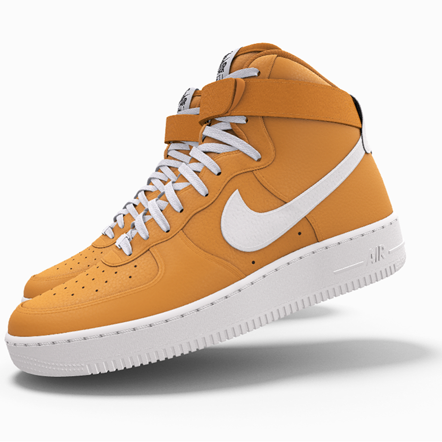 $250 NIB NEW NIKE Air Force 1 Premium Orange Custom Leather High Top BB Shoes
