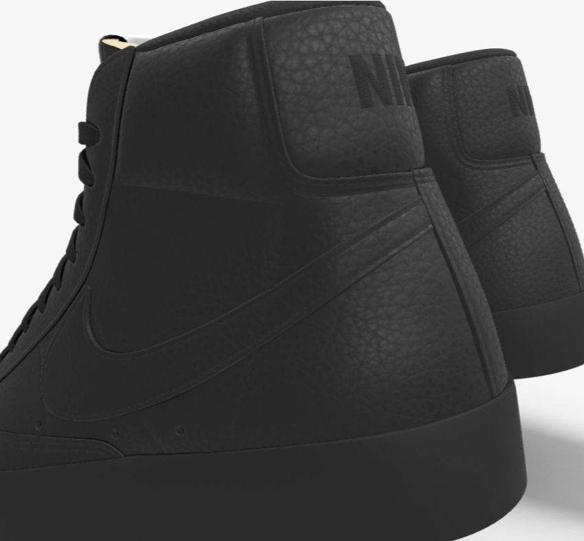 $195 NIB NEW Mens NIKE Blazer Mid 77 Custom Triple Black Premium Leather Shoes