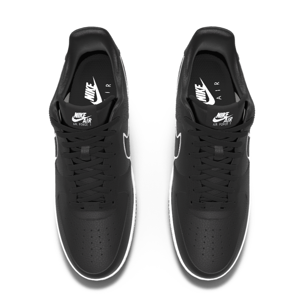 $195 NIB NEW Mens Nike Air Force 1 Black White Leather Custom Low Athletic Shoes