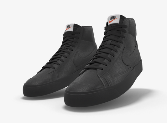 $195 NIB NEW Mens NIKE Blazer Mid 77 Custom Triple Black Premium Leather Shoes
