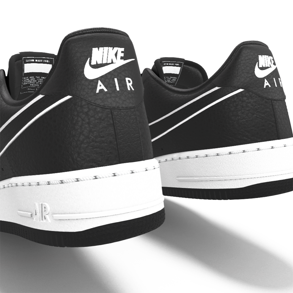 $195 NIB NEW Mens Nike Air Force 1 Black White Leather Custom Low Athletic Shoes
