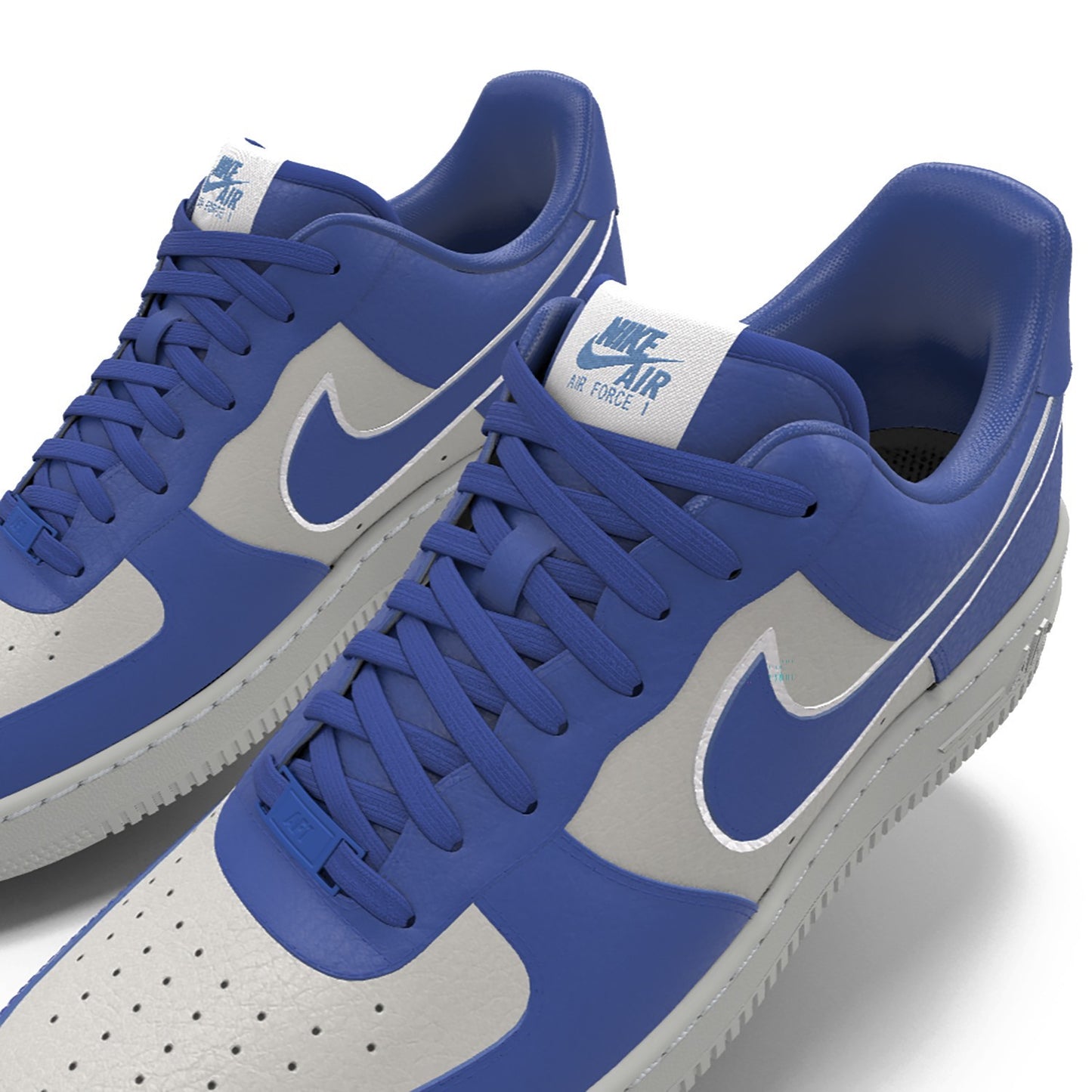 $195 NIB NEW Mens Nike Air Force 1 Low Blue Photon Dust Custom Leather Shoes