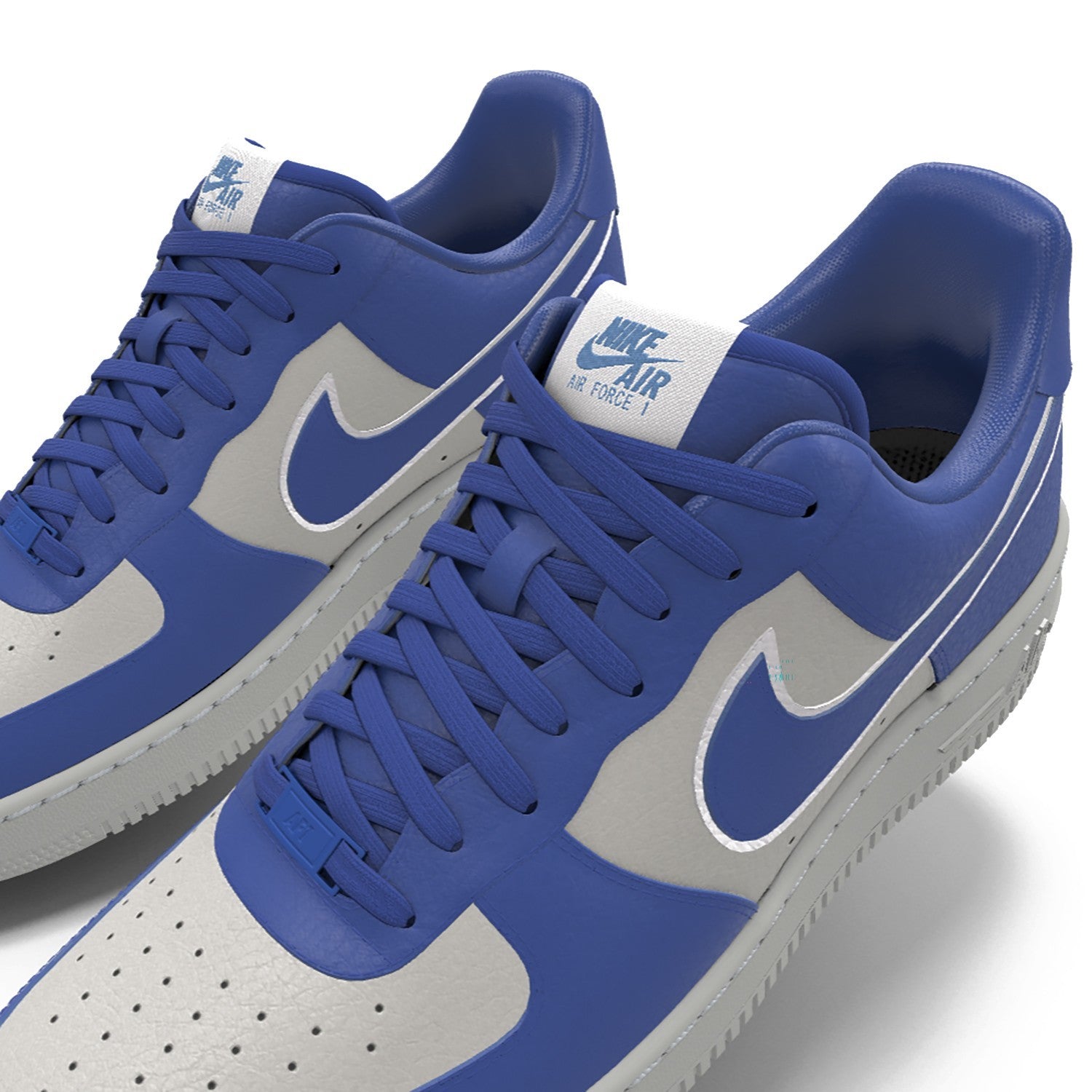 $195 NIB NEW Mens Nike Air Force 1 Low Blue Photon Dust Custom Leather Shoes