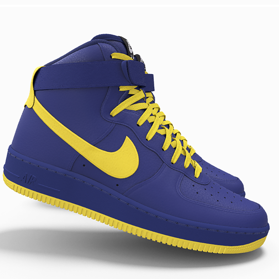Blue and yellow nike high tops best sale