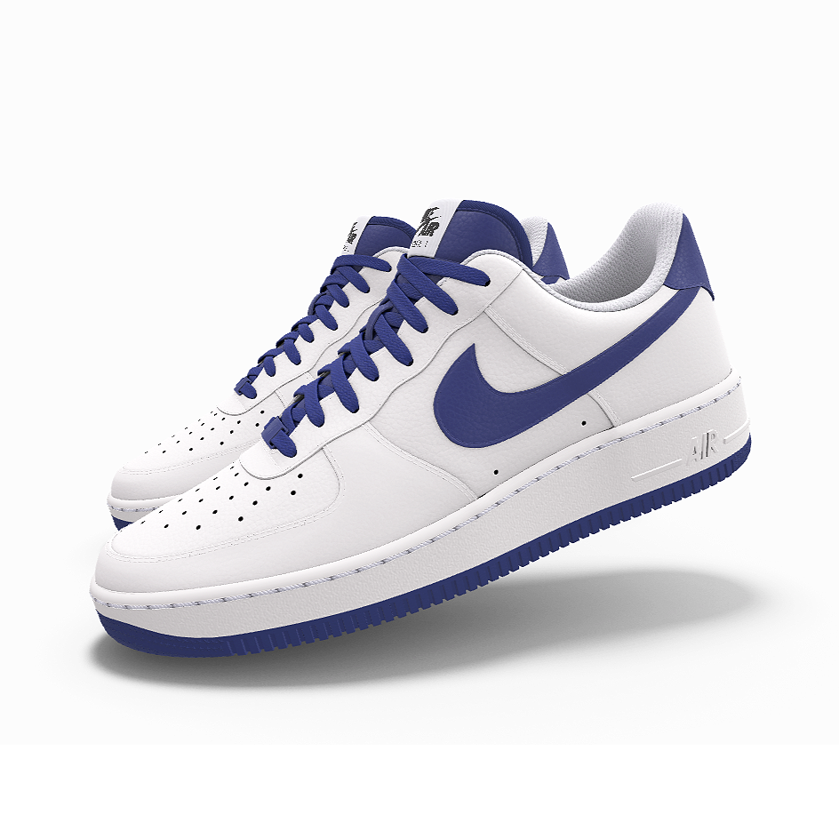 $195 NIB NEW NIKE Mens Air Force 1 Low Custom Blue & White Leather Sneaker Shoes