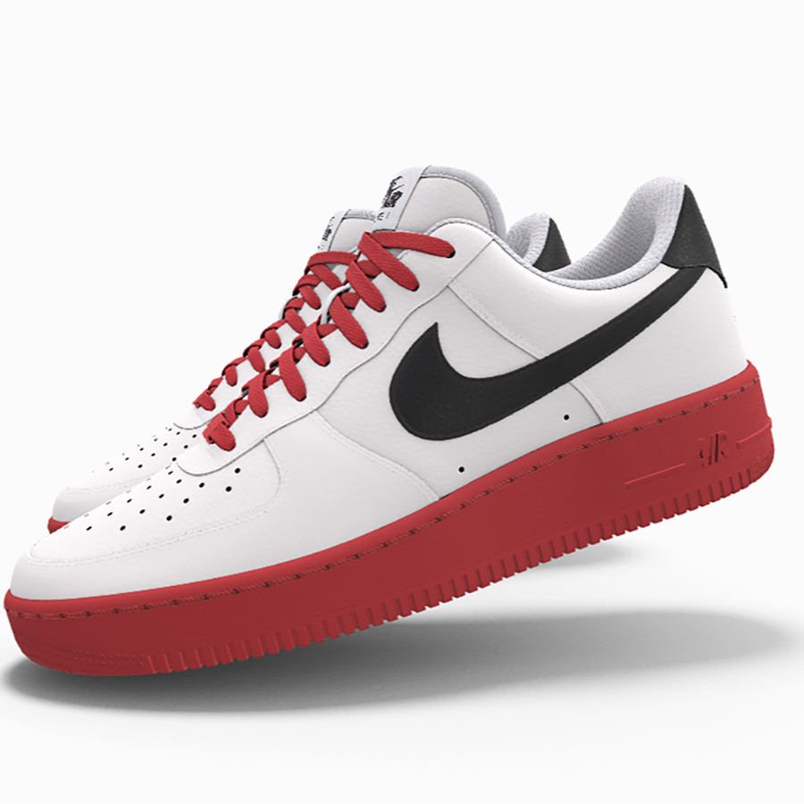 $195 NIB NEW Mens NIKE Air Force 1 Low White Red Premium Leather Custom BB Shoes