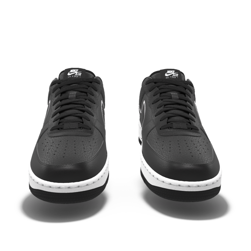 $195 NIB NEW Mens Nike Air Force 1 Black White Leather Custom Low Athletic Shoes