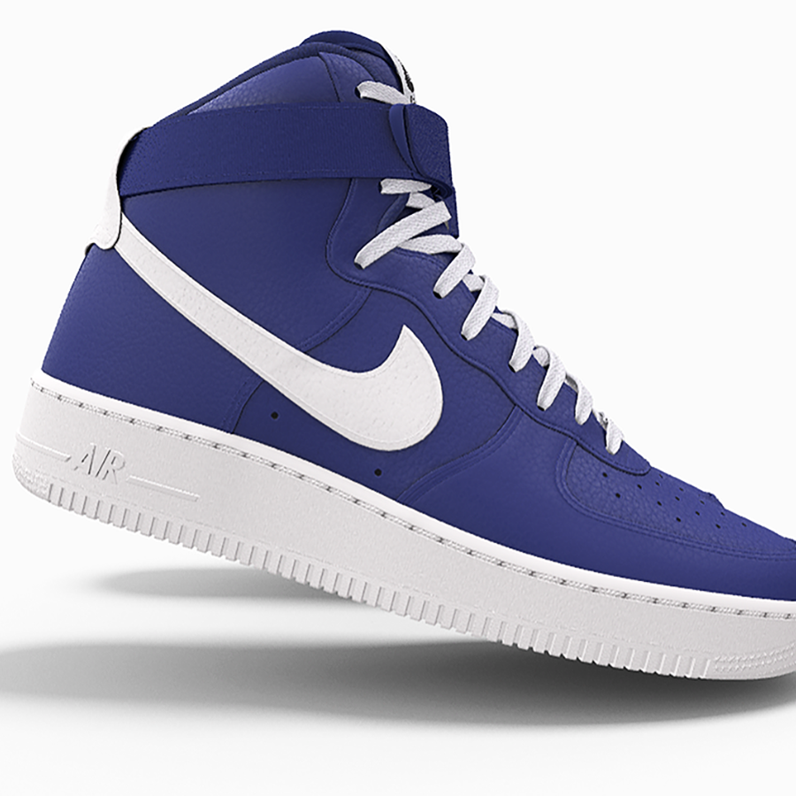 $250 NIB NEW Mens Nike Air Force 1 Royal Blue Leather Custom High Top BB Shoes