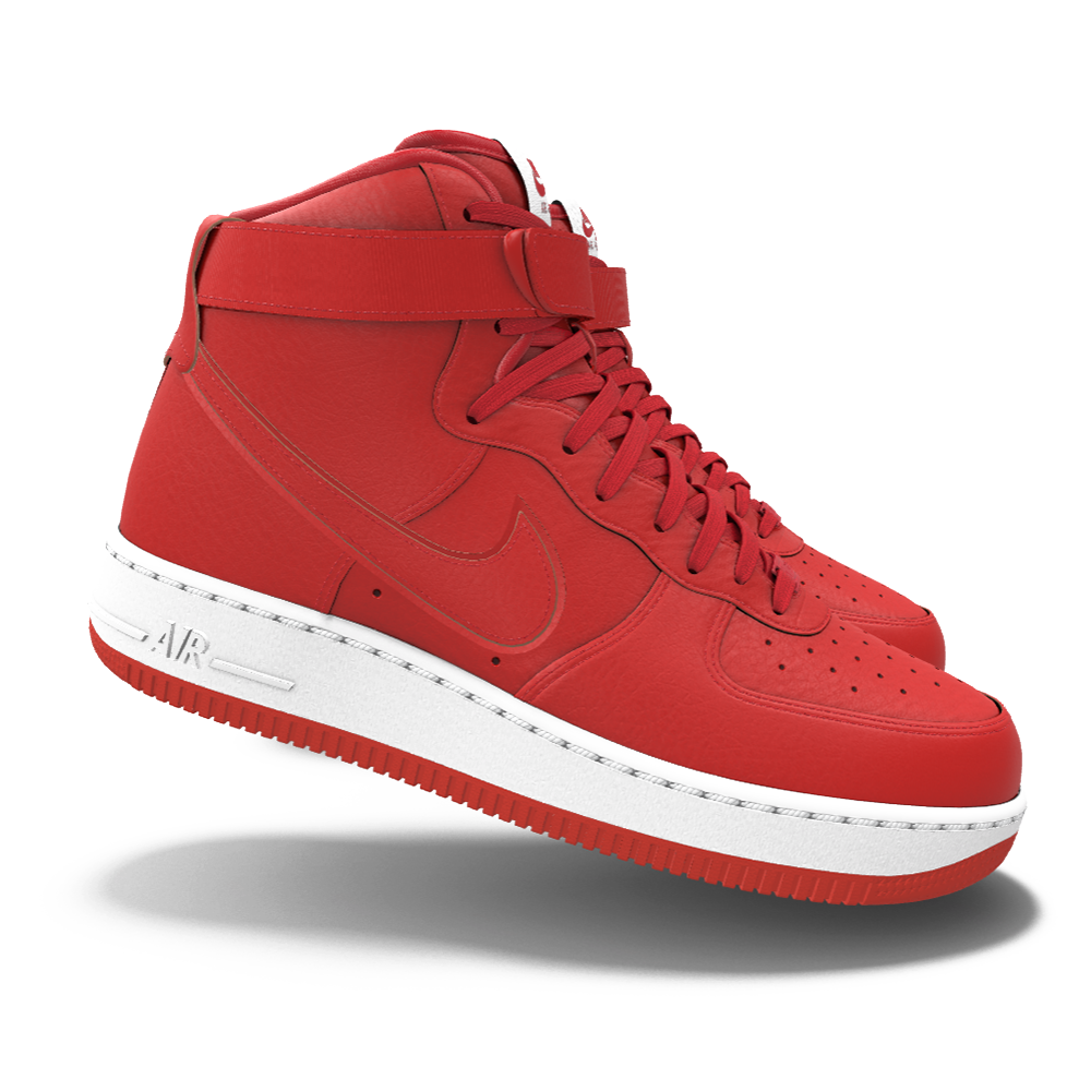 $250 NIB NEW Mens Nike Air Force 1 Red & White Custom Leather High Top BB Shoes
