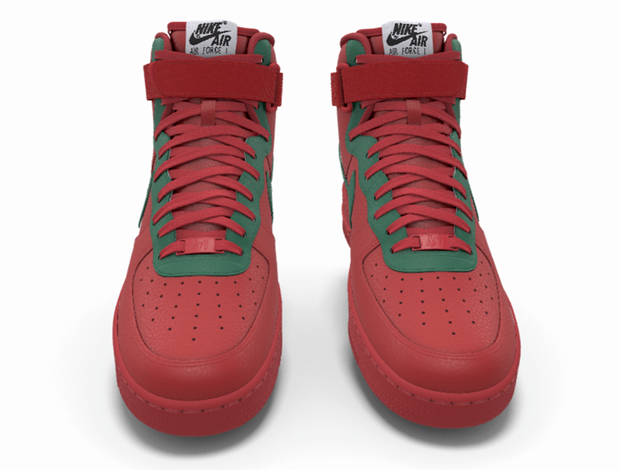 $250 NIB NEW Mens Nike Air Force 1 Custom Premium Red Leather High Top BB Shoes