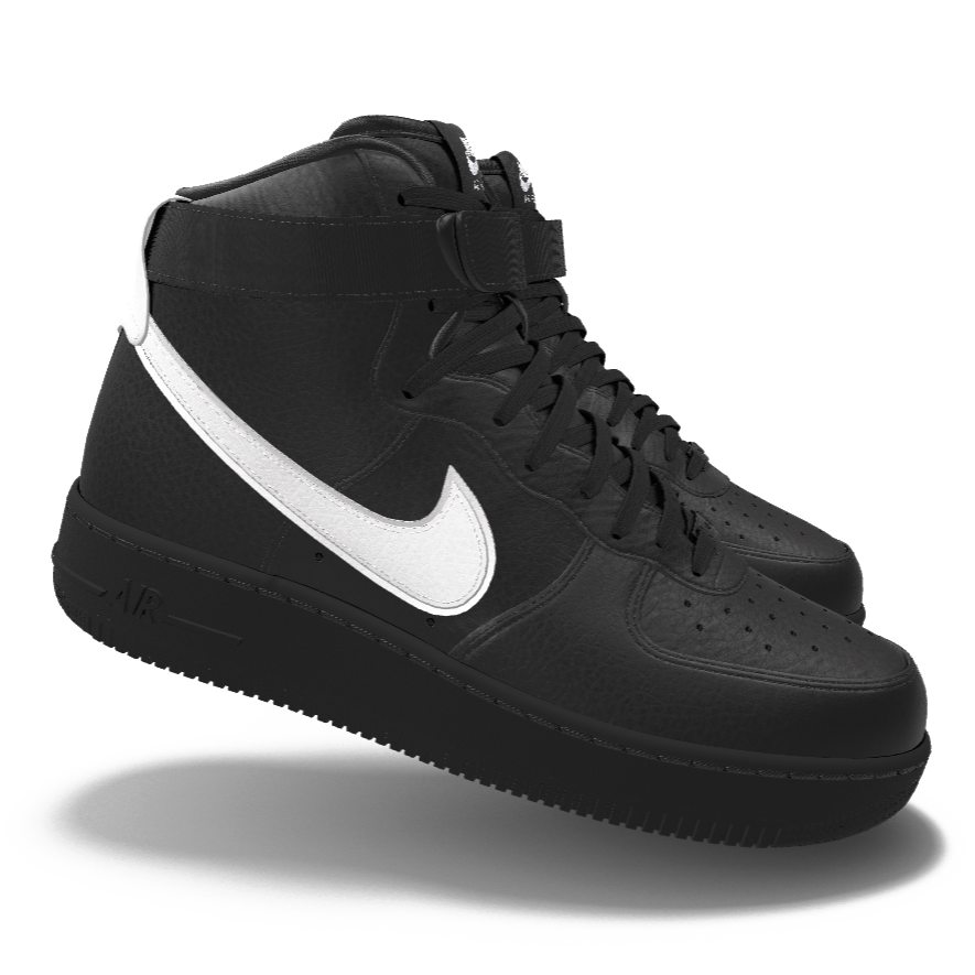 $250 NIB NEW Mens Nike Air Force 1 Custom Black Leather High Top BB Shoes