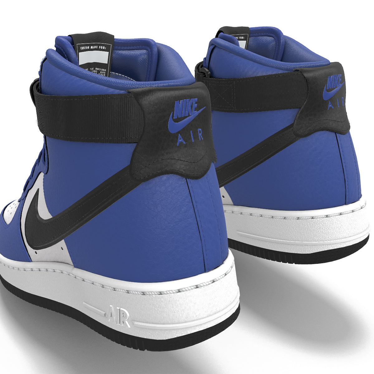 $250 NIB NEW Mens Nike Air Force 1 High Royal Blue Black & White Custom BB Shoes