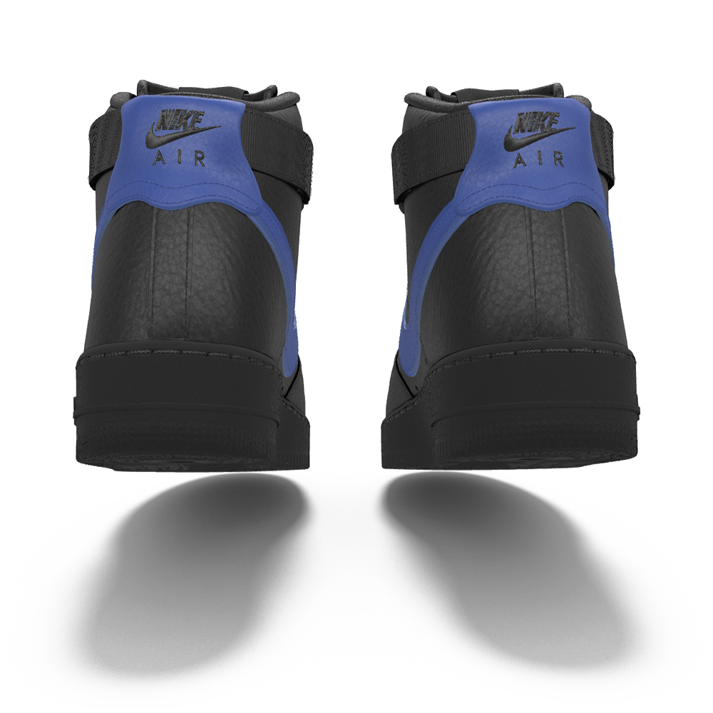 $250 NIB NEW Mens Nike Air Force 1 High Custom Black & Blue Leather BB Shoes