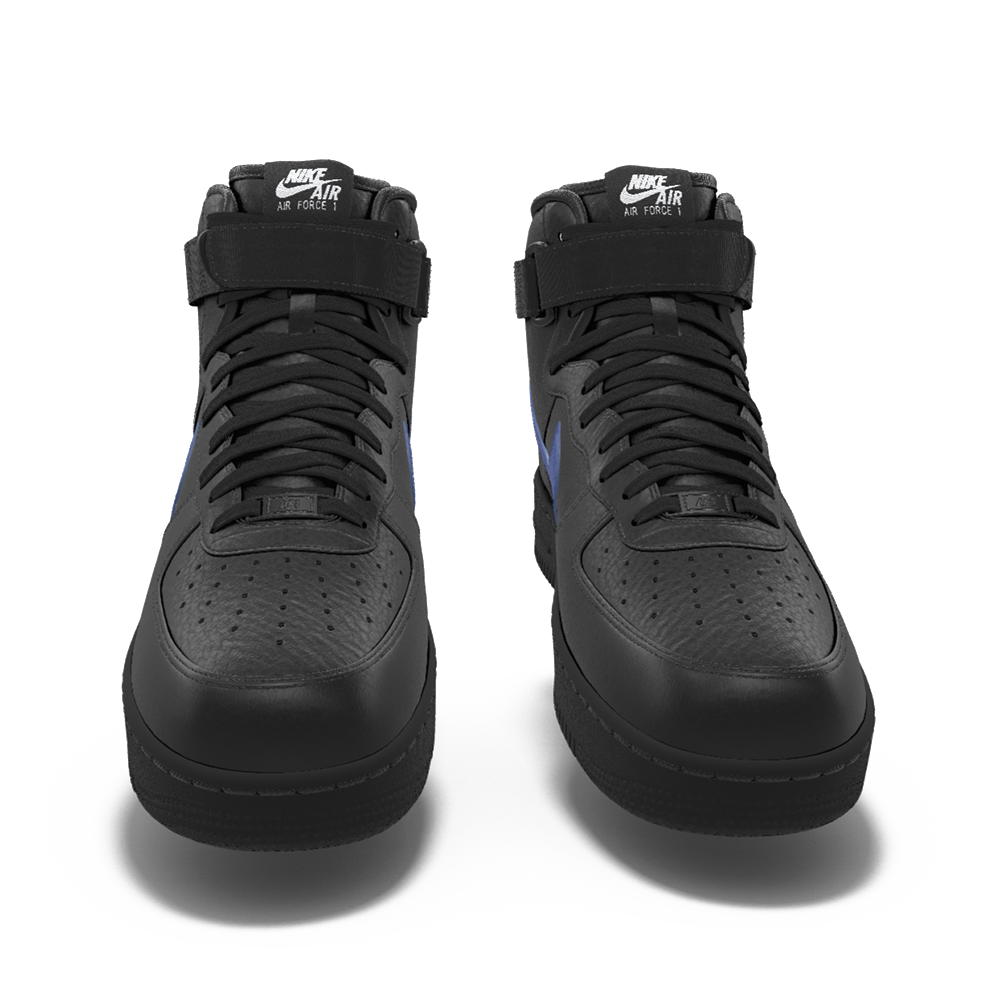 $250 NIB NEW Mens Nike Air Force 1 High Custom Black & Blue Leather BB Shoes