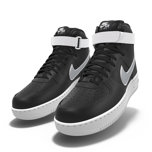 $250 NEW Mens Nike Air Force 1 High Vandal Metallic Silver & Black Custom Leather Shoes