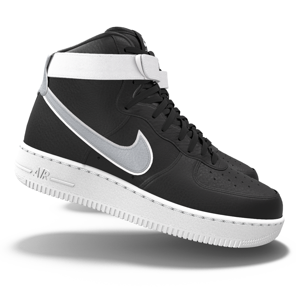 $250 NEW Mens Nike Air Force 1 High Vandal Metallic Silver & Black Custom Leather Shoes