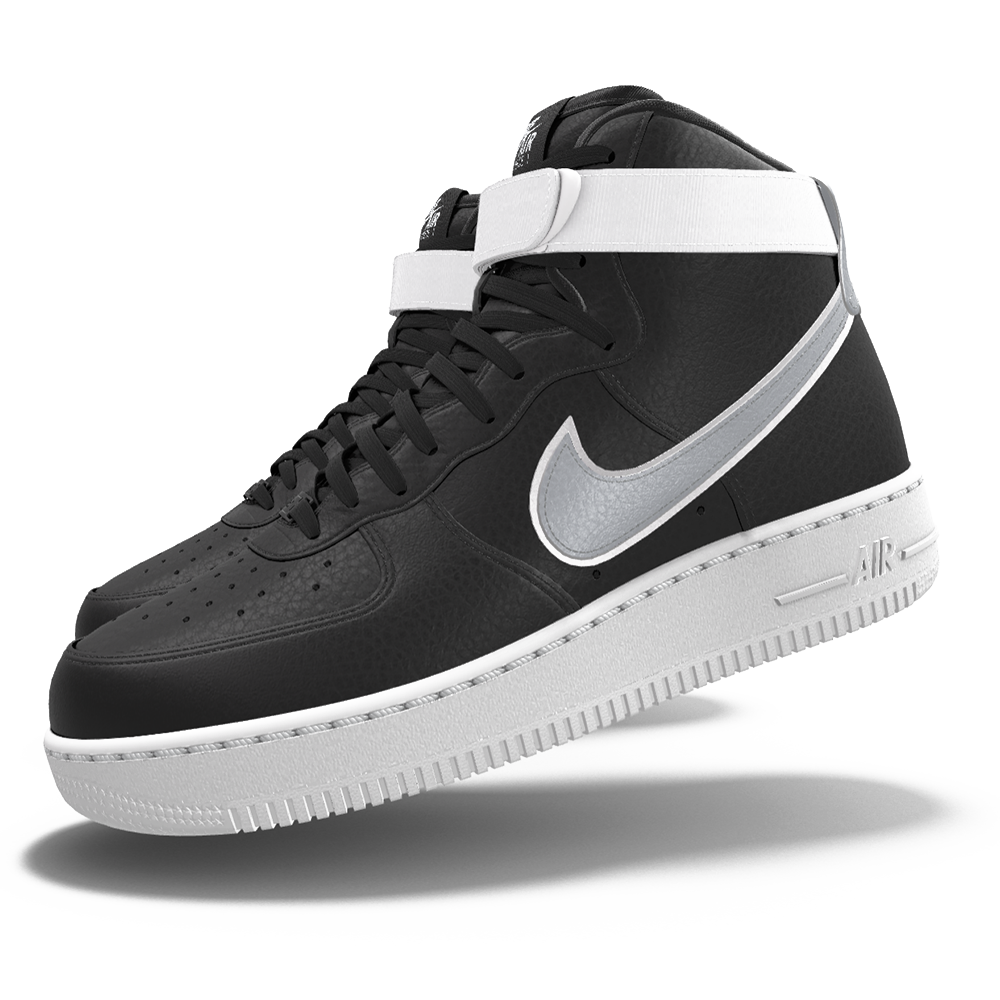 $250 NEW Mens Nike Air Force 1 High Vandal Metallic Silver & Black Custom Leather Shoes