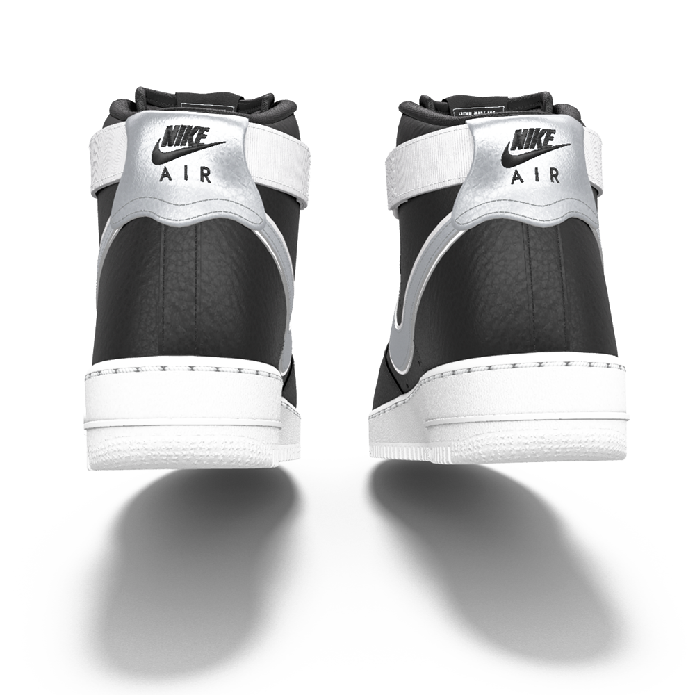 $250 NEW Mens Nike Air Force 1 High Vandal Metallic Silver & Black Custom Leather Shoes