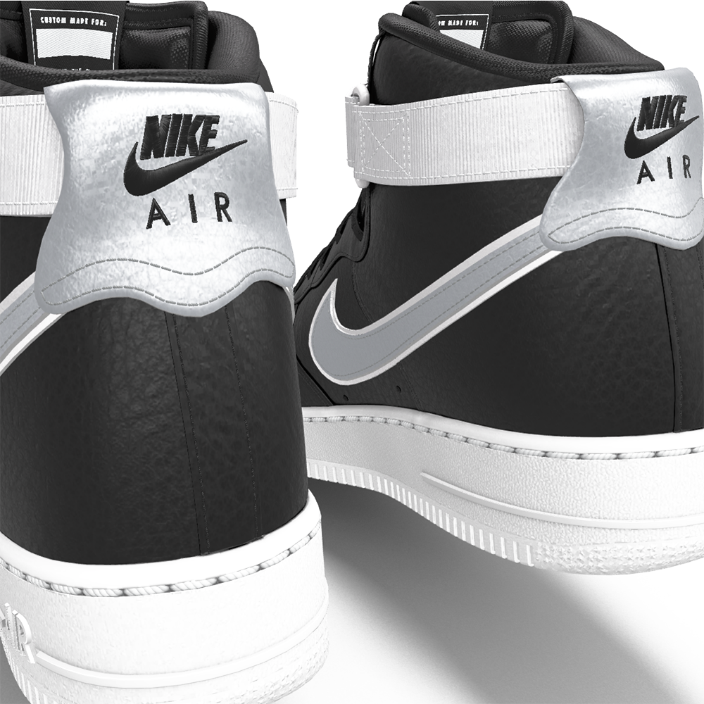 $250 NEW Mens Nike Air Force 1 High Vandal Metallic Silver & Black Custom Leather Shoes