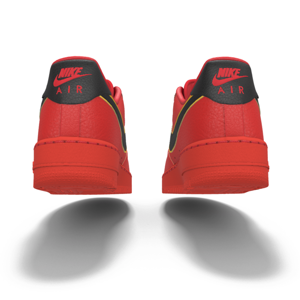 $195 NIB NEW Mens NIKE Air Force 1 Low Red Black & Gold Custom Leather Shoes