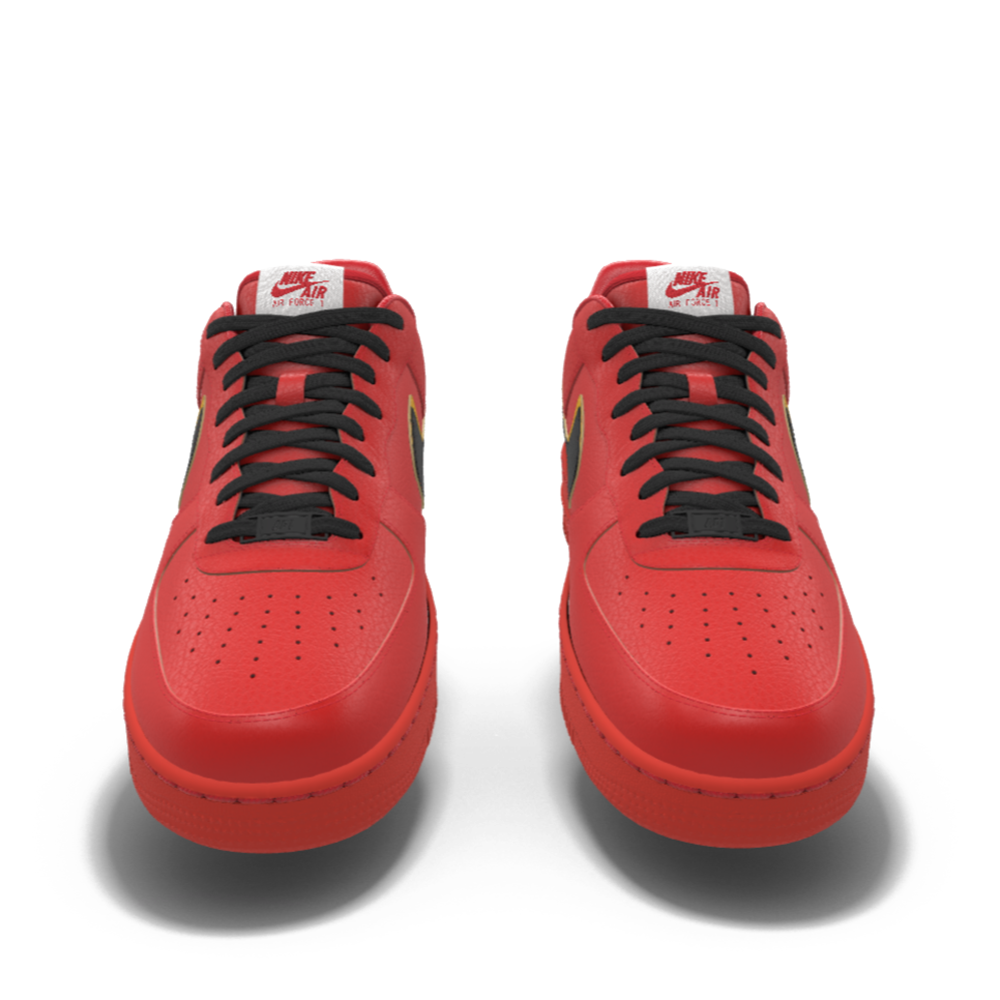 $195 NIB NEW Mens NIKE Air Force 1 Low Red Black & Gold Custom Leather Shoes
