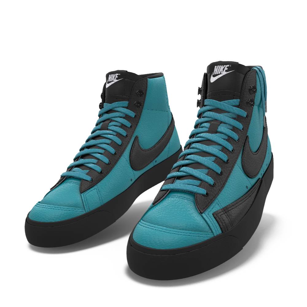 $195 NIB NEW Mens NIKE Blazer Mid 77 Custom Teal w/ Black Premium Leather Shoes
