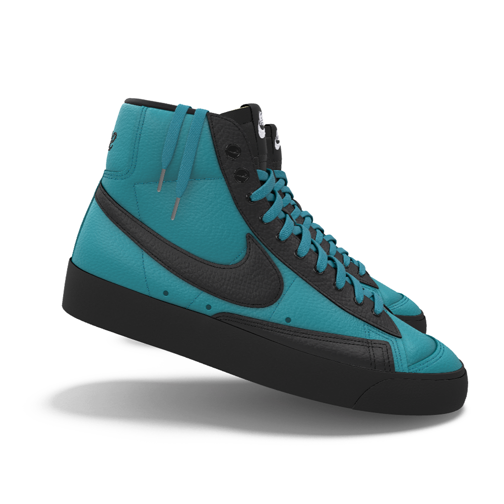 $195 NIB NEW Mens NIKE Blazer Mid 77 Custom Teal w/ Black Premium Leather Shoes