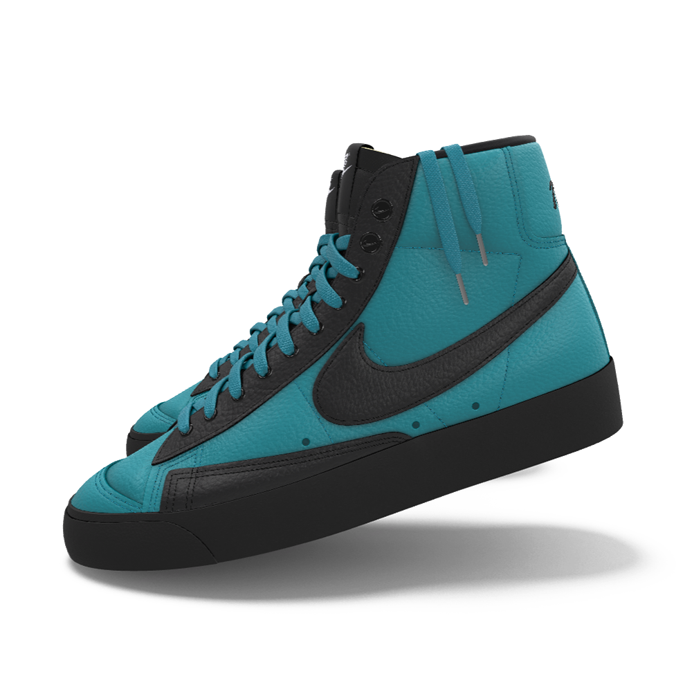 $195 NIB NEW Mens NIKE Blazer Mid 77 Custom Teal w/ Black Premium Leather Shoes