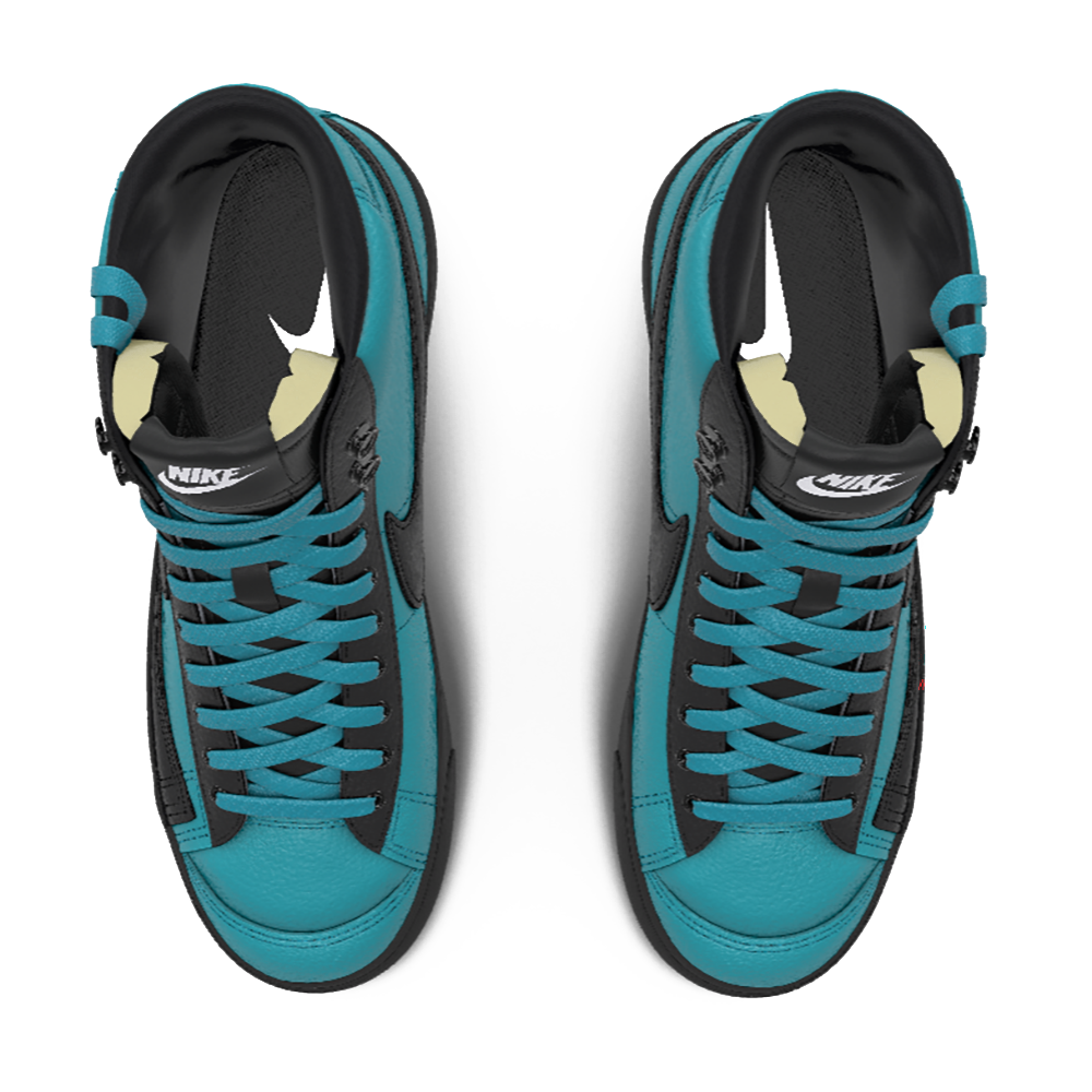 $195 NIB NEW Mens NIKE Blazer Mid 77 Custom Teal w/ Black Premium Leather Shoes