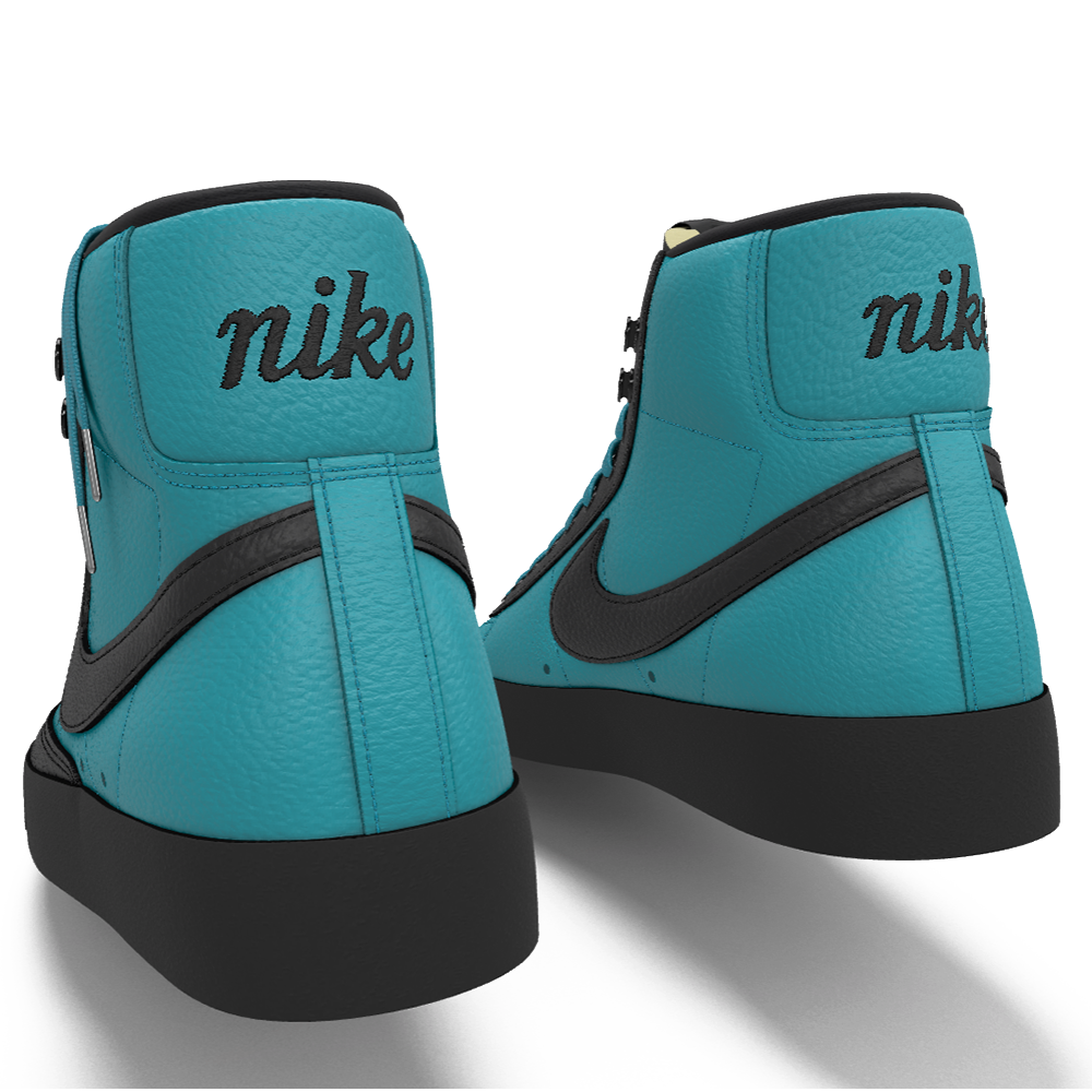 $195 NIB NEW Mens NIKE Blazer Mid 77 Custom Teal w/ Black Premium Leather Shoes