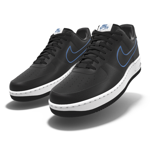 $195 NIB NEW Mens Nike Air Force 1 Low Black & Blue Custom Athletic Shoes