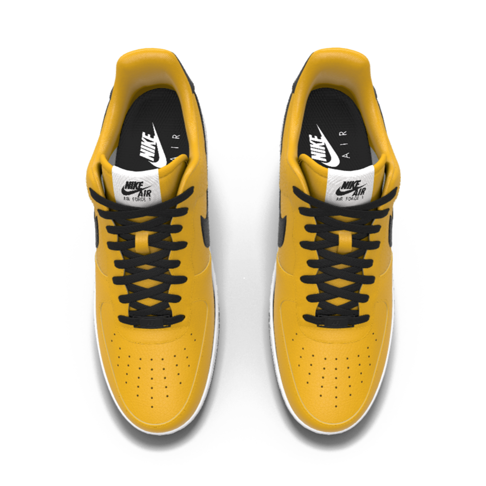 $195 NIB NEW Mens Nike Air Force 1 Low Gold & Black Leather Custom Athletic Shoes