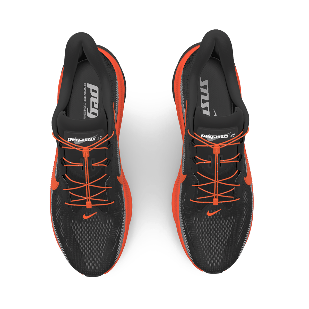 $215 NEW Mens NIKE Air Zoom Pegasus 42 Custom Black Orange Athletic Shoes
