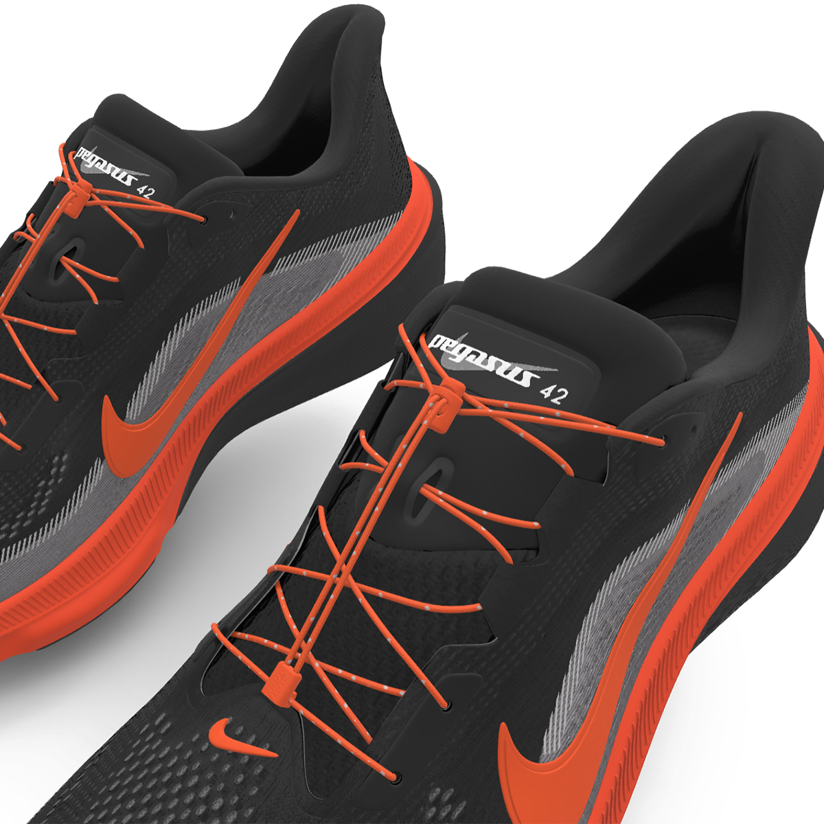 $215 NEW Mens NIKE Air Zoom Pegasus 42 Custom Black Orange Athletic Shoes
