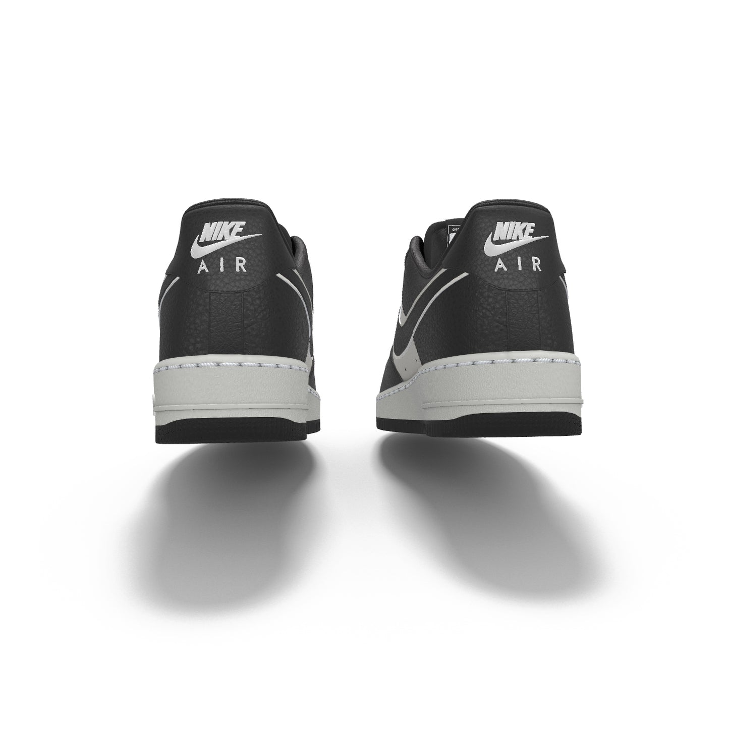 $195 NIB NEW Mens Nike Air Force 1 Low Silver & Black Custom Leather Athletic Shoes
