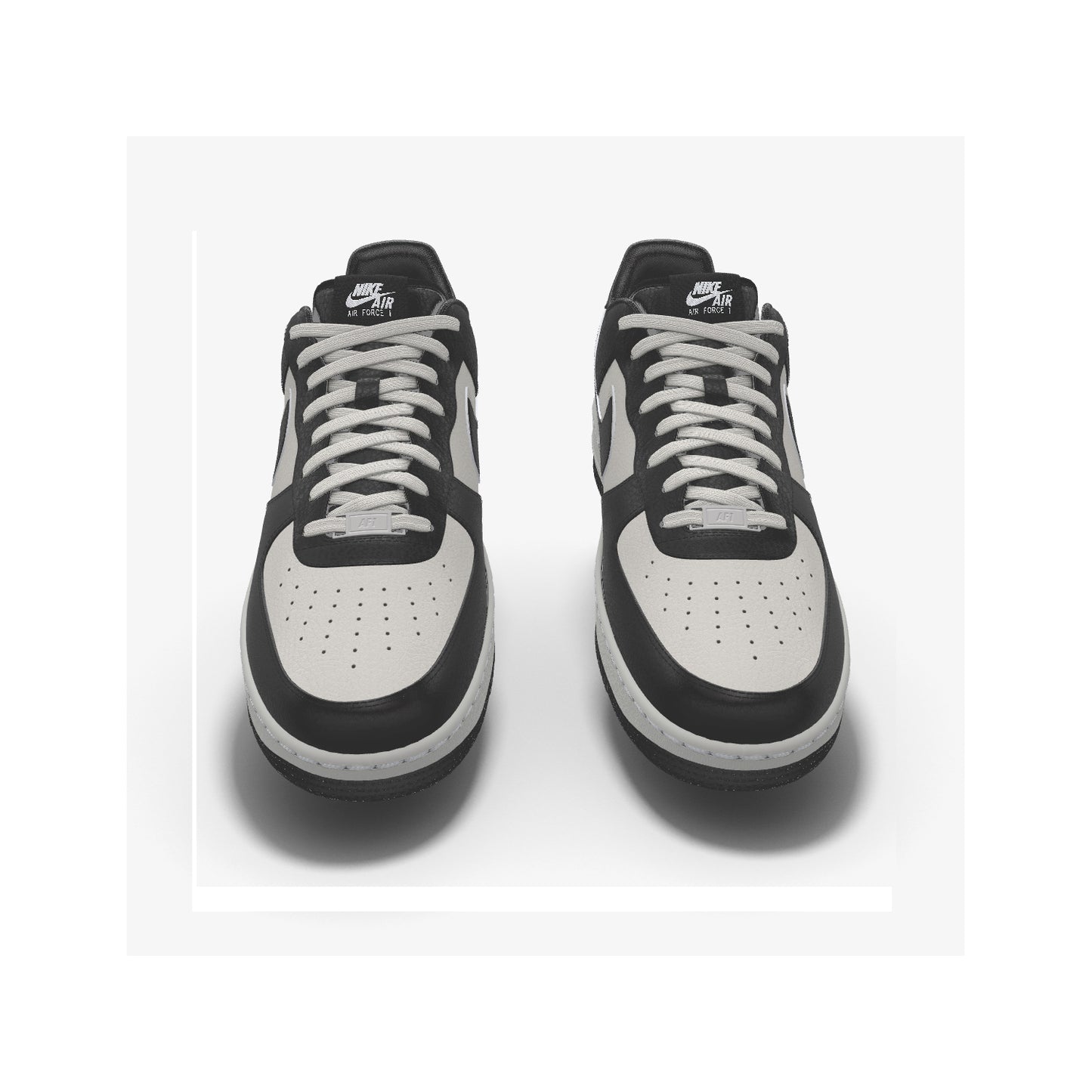 $195 NIB NEW Mens Nike Air Force 1 Low Silver & Black Custom Leather Athletic Shoes