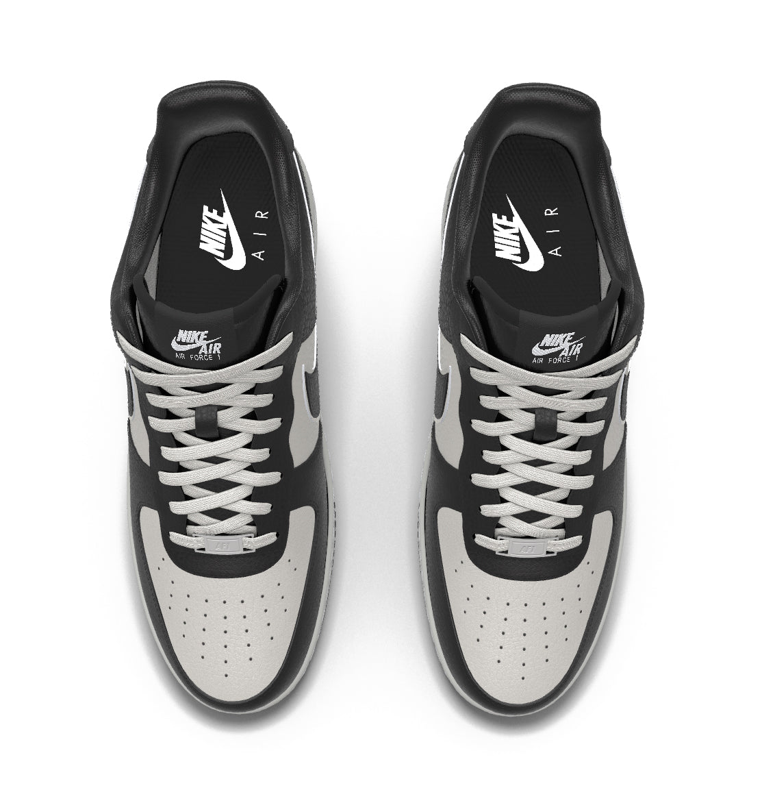 $195 NIB NEW Mens Nike Air Force 1 Low Silver & Black Custom Leather Athletic Shoes