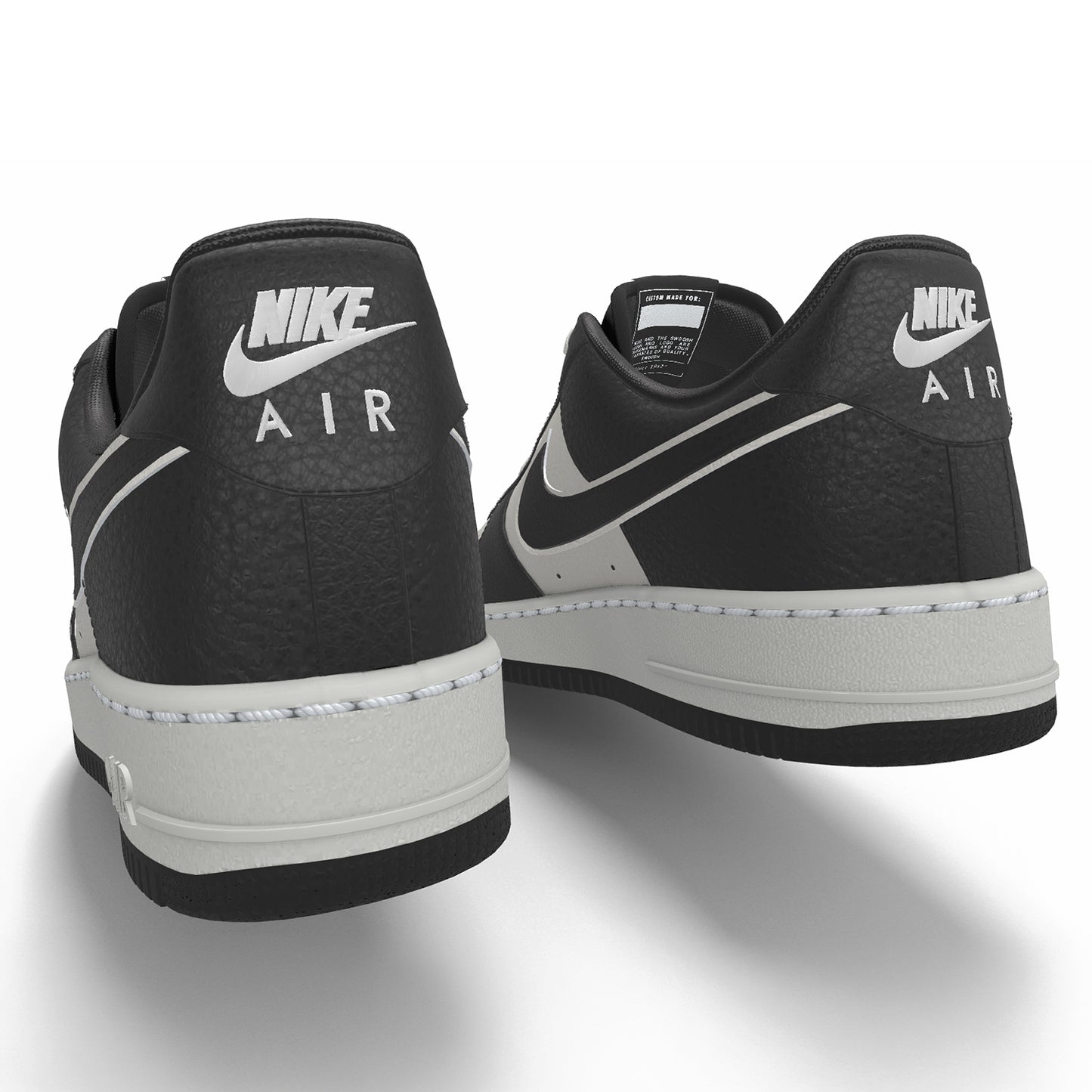$195 NIB NEW Mens Nike Air Force 1 Low Silver & Black Custom Leather Athletic Shoes