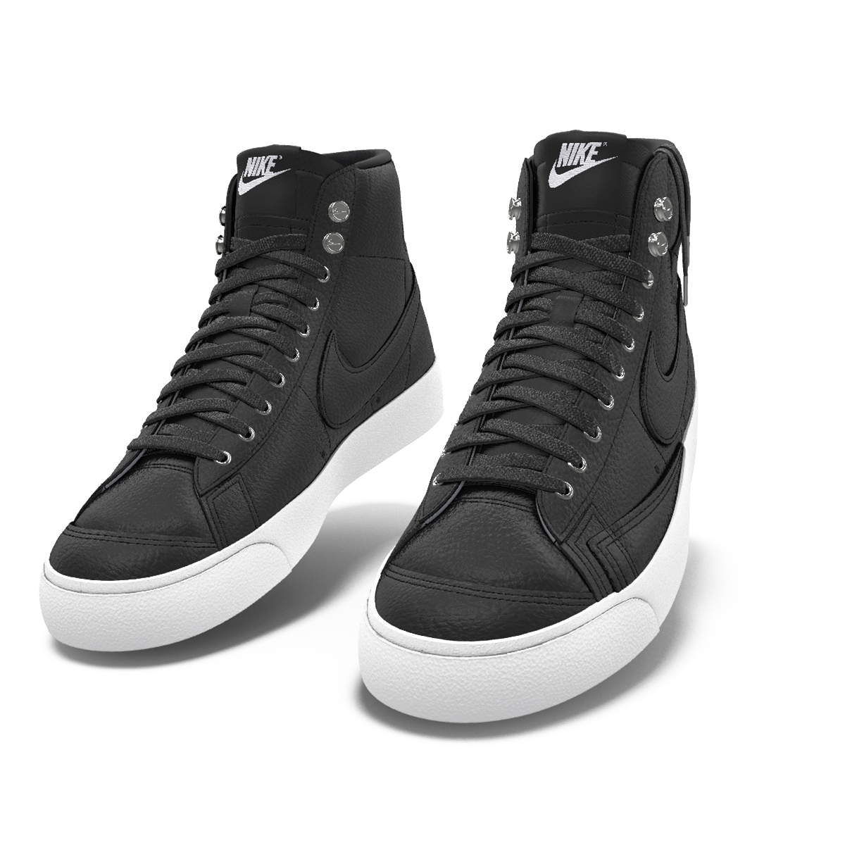 $195 NIB NEW Mens NIKE Blazer Mid 77 Custom Black & White Premium Leather Shoes